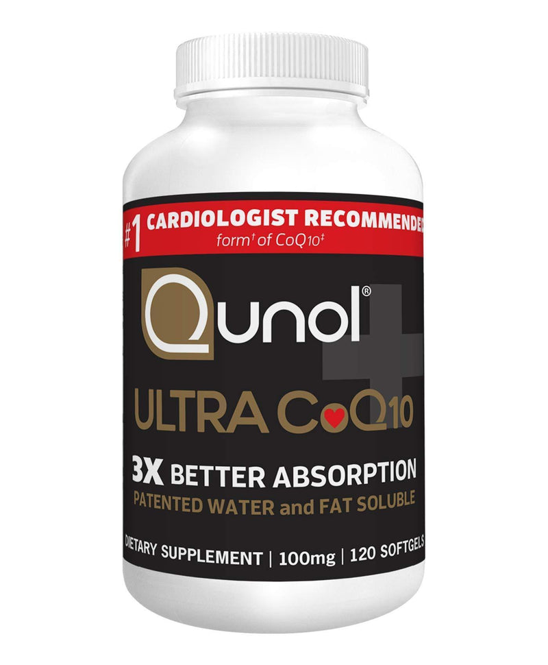 Qunol Ultra CoQ10 100mg, 3x Better Absorption, Patented Water and Fat Soluble Natural Supplement Form of Coenzyme Q10, Antioxidant for Heart Health, 120 Count Softgels 120 Count (Pack of 1)