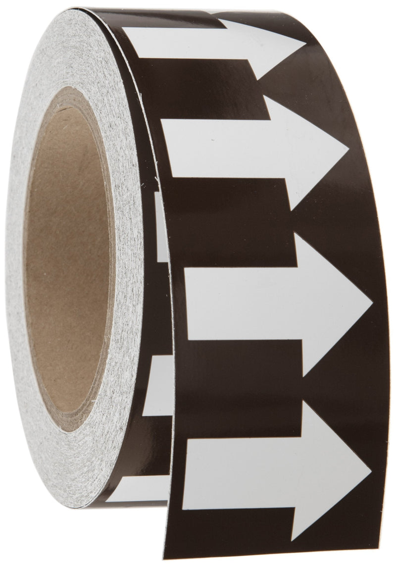 Brady 109929 30 yard x 2" Width, B-946 High Performance Vinyl, White on Brown Arrow Tape, Legend "Arrows"