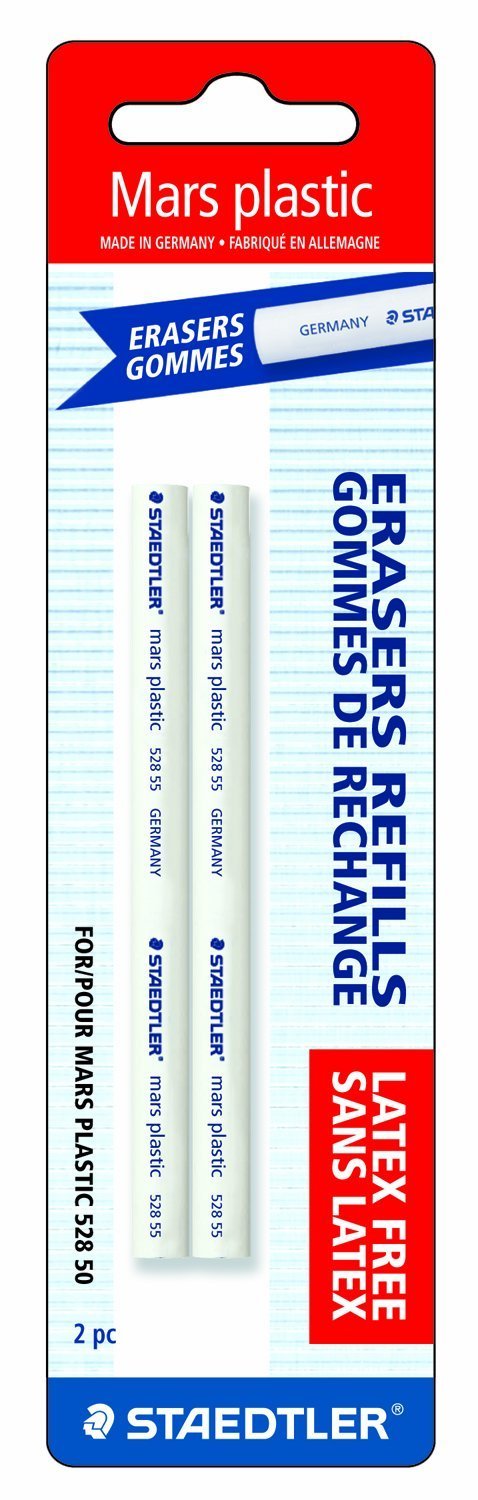 Staedtler Mars Plastic Eraser Refills for Refillable Holder, 2-Each (52855BK2),White