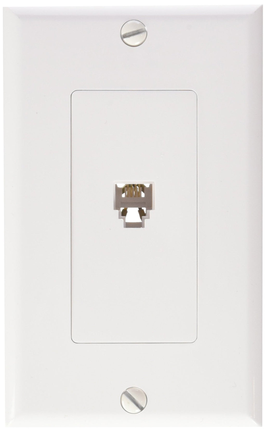 Morris 80161 Decorative Single RJ11 4 Conductor Phone Jack Wall Plate, 2 Piece, White