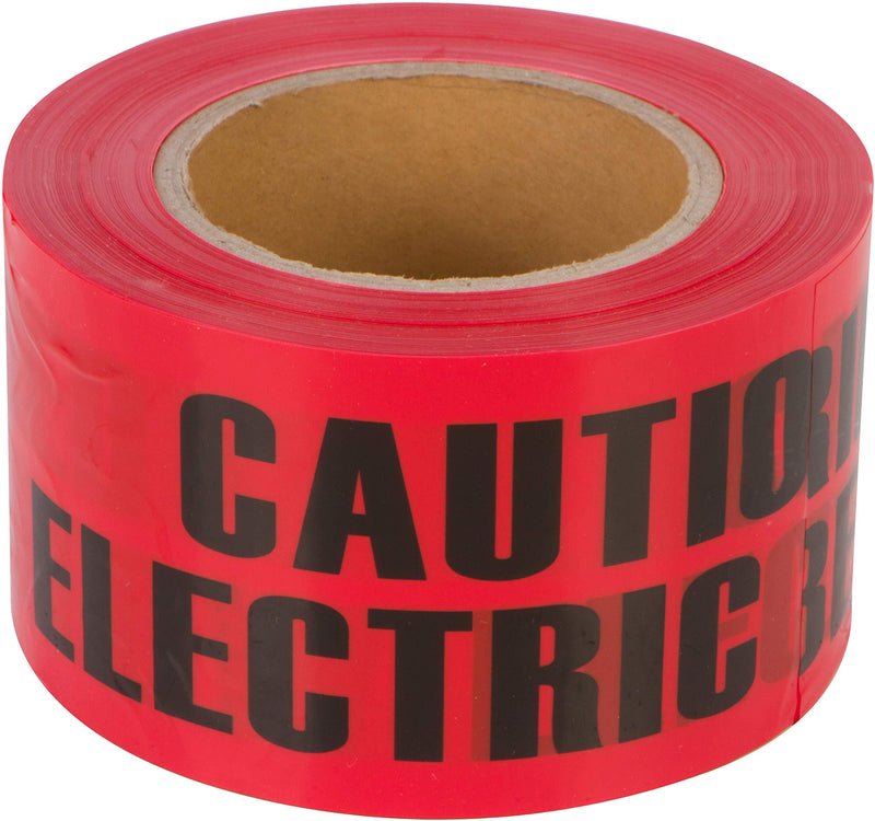 Morris Products Underground Electrical Caution Tape – 3-inch Width – Detectable from 12-18 Inch Depths – Yellow, Black – Printed With Caution Buried Electrical Line Below – 300 ft. Length, Red 300ft Length