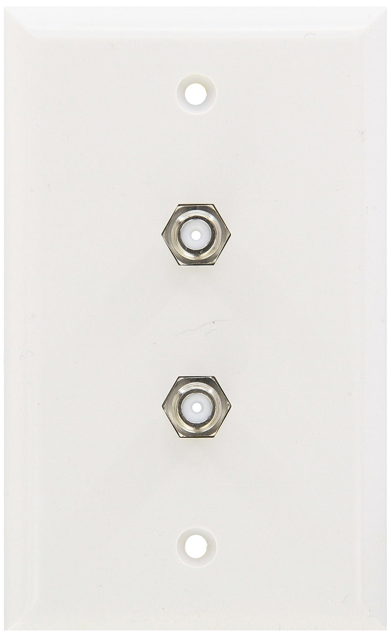 Morris 85021 Double F Connector Wall Plate, White