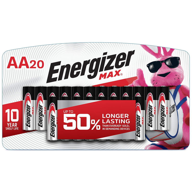 Energizer AA Batteries, Max Double A Battery Alkaline, 20 Count 20 Count (Pack of 1)