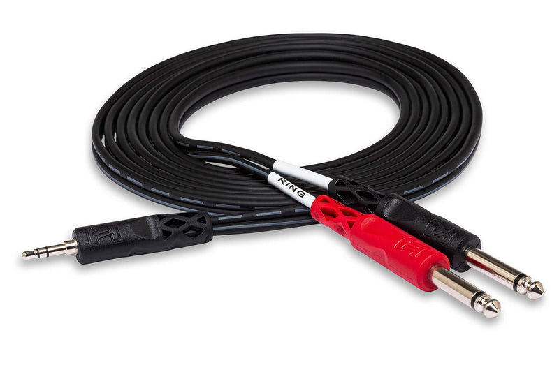 Hosa CMP-159 3.5 mm TRS to Dual 1/4" TS Stereo Breakout Cable, 10 Feet, Black, 1-Pack