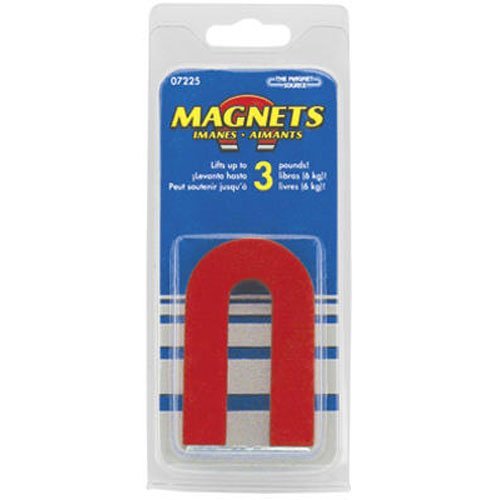 Red Cast Alnico 5 U-Shaped Magnet With Keeper, 1-3/16" Wide, 2" Tall, 1/4" Thick (Pack of 1)