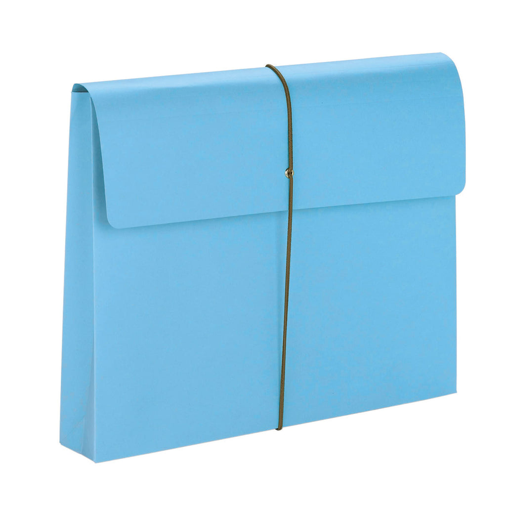 Smead Colored Expanding File Wallet with Flap and Cord Closure, 2" Expansion, Letter Size, Blue, 10 per Box (77203)