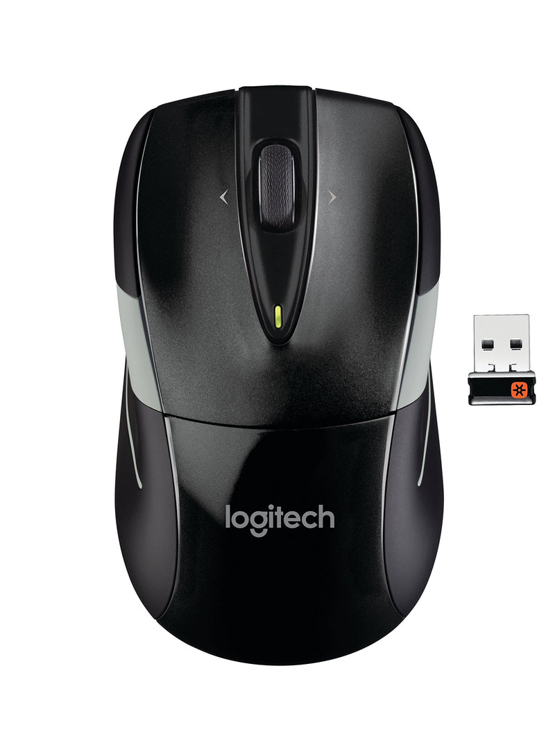 Logitech M525 Wireless Mouse â€“ Long 3 Year Battery Life, Ergonomic Shape for Right or Left Hand Use, Micro-Precision Scroll Wheel, and USB Unifying Receiver for Computers and Laptops, Black/Gray Standard Packaging