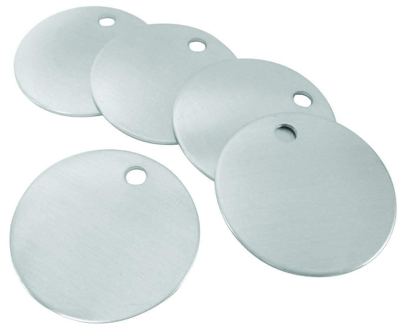 CH Hanson Metal Stamping Blanks - 1" Blank Tags with Holes, Name & Pet Tags, Label Equipment - Model 1078A, Durable 18-Gauge Aluminum (100 Count)