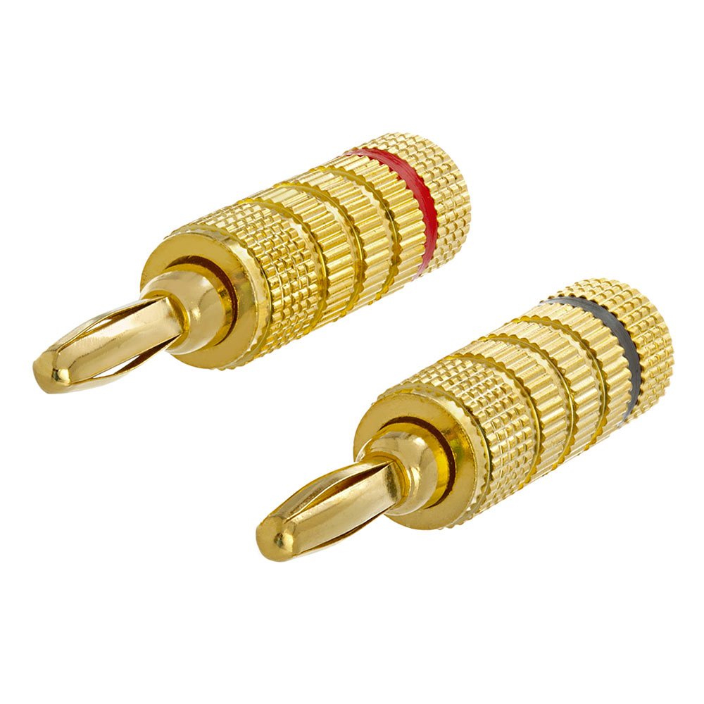 Cmple - Open Screw Type, Speaker Banana Plugs, 1 Pair, Male to Female Audio Connector for Amplifiers - Gold Single Closed Screw Type