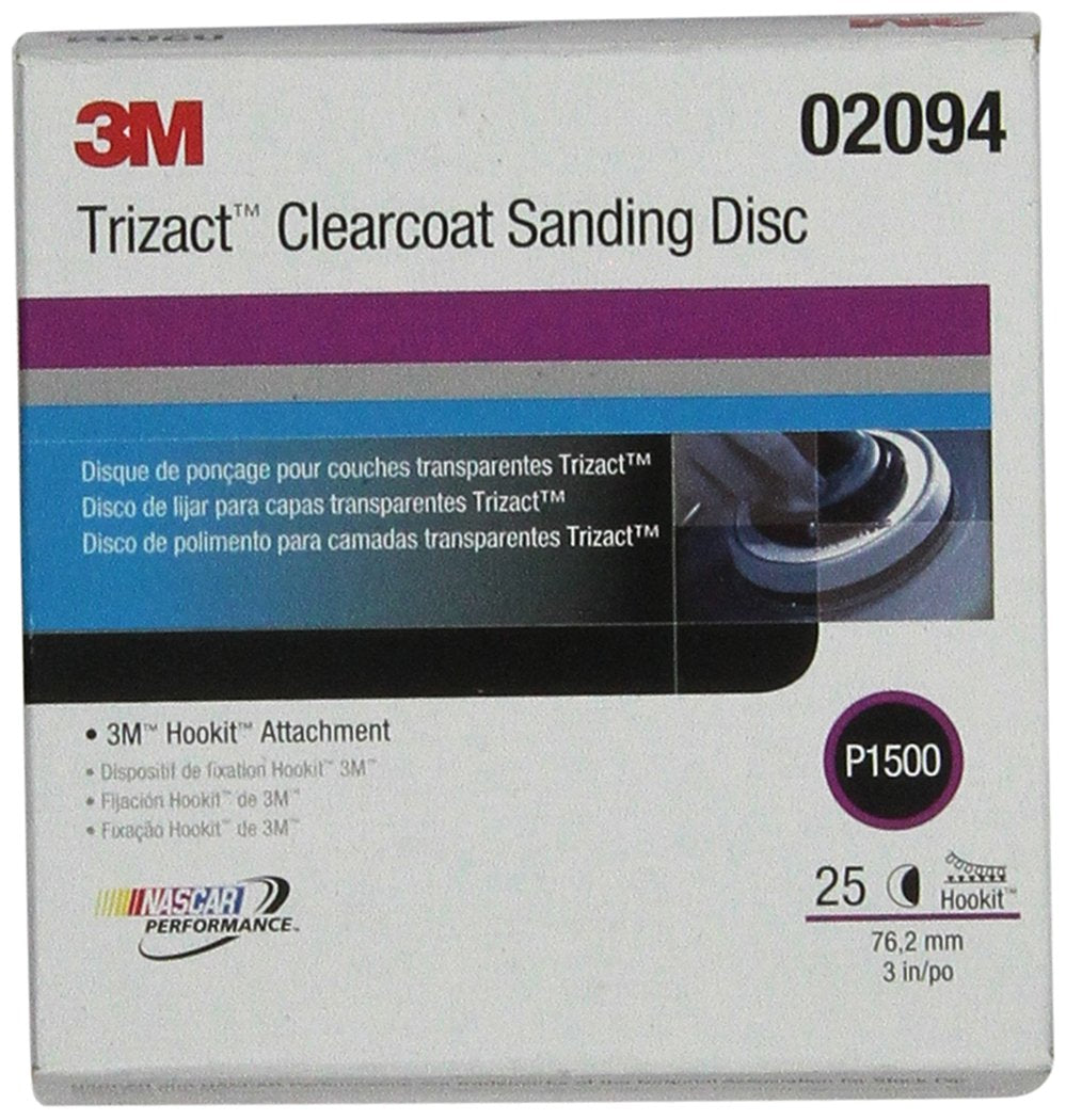 3M Trizact Hookit Clear Coat Sanding Abrasive Disc 471LA, 02094, 3 in, P1500, 25 discs per carton 1