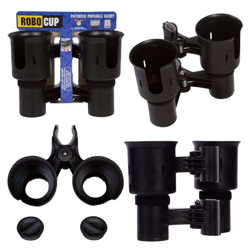 ROBOCUP 12 Colors, Best Cup Holder for Drinks, Fishing Rod/Pole, Boat, Beach Chair/Golf Cart/Wheelchair/Walker/Drum Sticks/Microphone Stand… Black