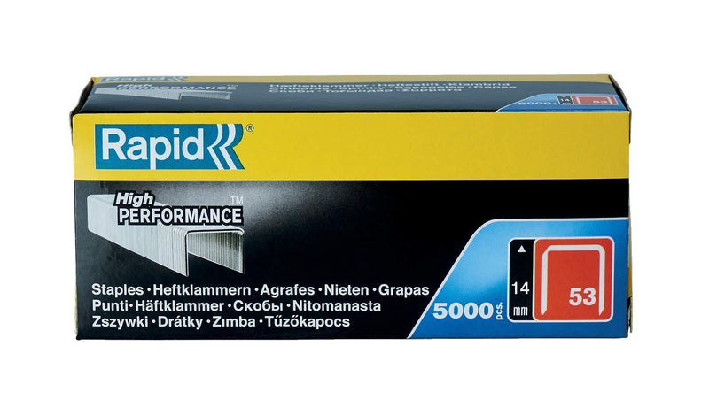 Rapid 11860410 Staples type 53 14mm (5000 Piece) 53/14B 14mm Galvanised Staples Pack of 5000 Boxed