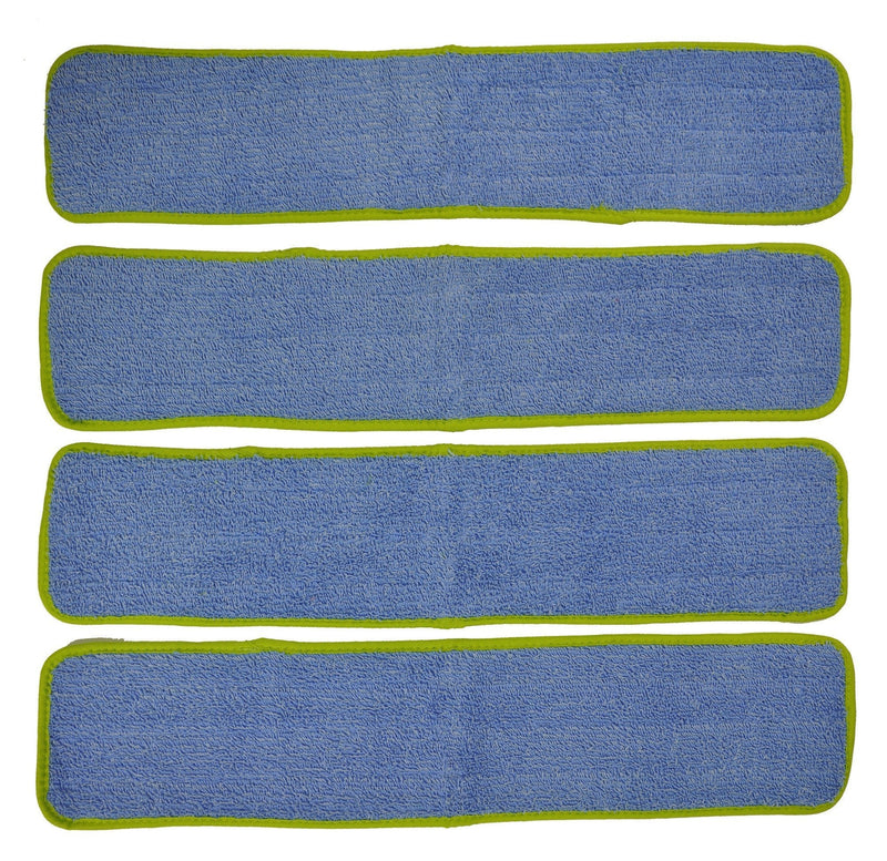 CleanAide Microfiber Wet Mop Pad Refill, 24 Inches, Green, Pack of 4