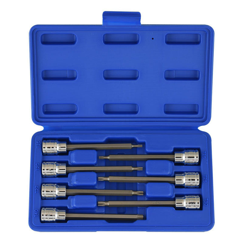 NEIKO 10080A 3/8” Drive Extra Long Torx Star Bit Socket Set | 7 Piece | T10 to T40 | 4-3/8” Length Standard