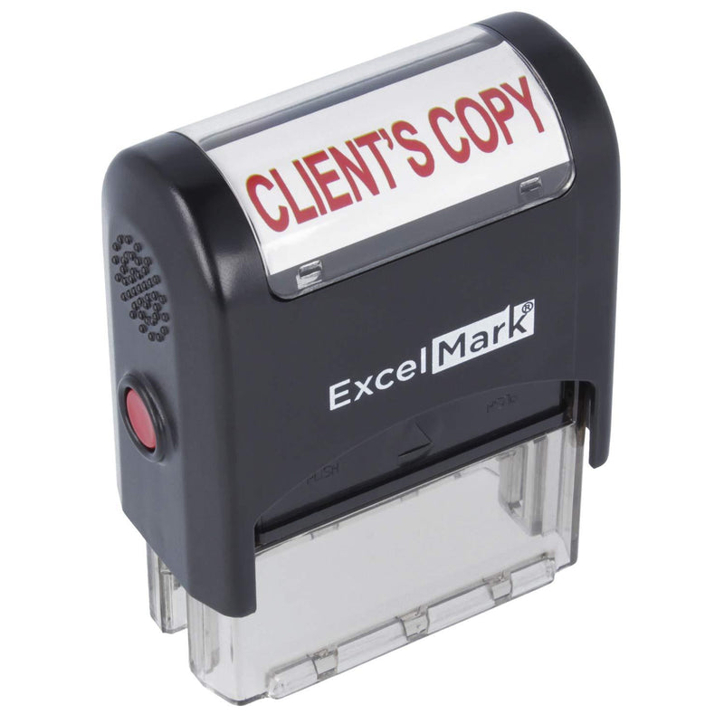 ExcelMark Clients Copy Self Inking Rubber Stamp - Red Ink (A1539)