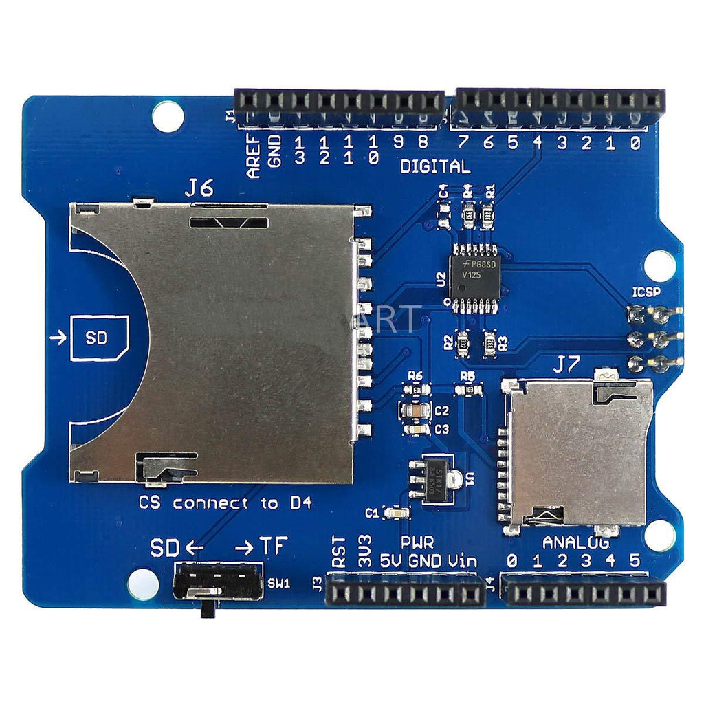 HiLetgo Stackable SD Card TF Card Micro SD Card SD/SDHC/Micro SD/Micro SDHC Card Reader Shield Multi-Functional SD Card Shield Module for Arduino UNO R3 MEGA2560