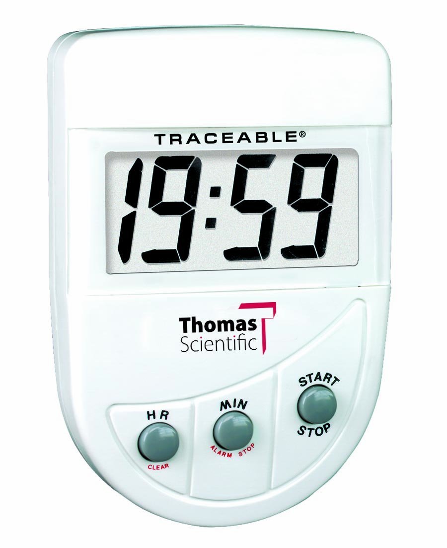 Thomas 5026 Quality Control Lab Timer, 0.01 Percent Accuracy, 2" Width x 3-1/2" Height x 1/2" Depth With 3-Year AAA Battery, Magnet, Clip on Back