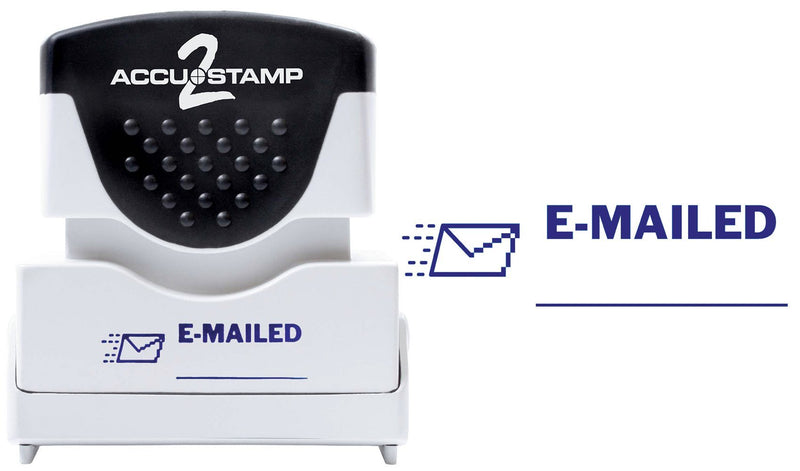 ACCU-STAMP2 Message Stamp with Shutter, 1-Color, E-MAILED, 1-5/8" x 1/2" Impression, Pre-Ink, Blue Ink (035577)