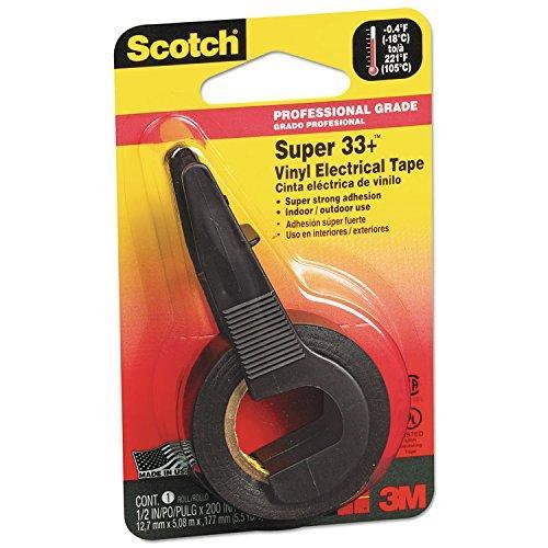 EAR MMM194NA Super 33+ Vinyl Electrical Tape with Dispenser, 200' Length x 1/2" Width, Black