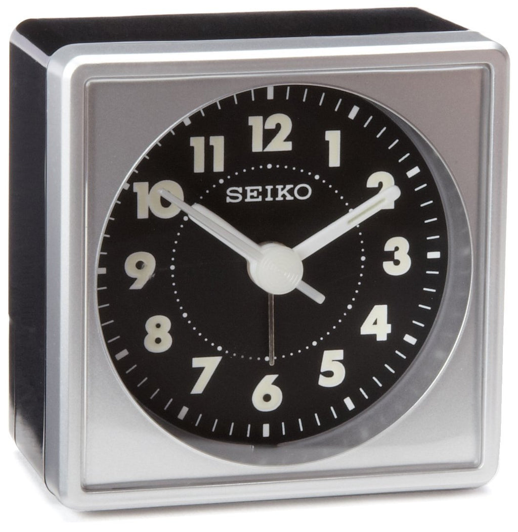 Seiko 2" Square, Compact & Lightweight Bedside Alarm Clock