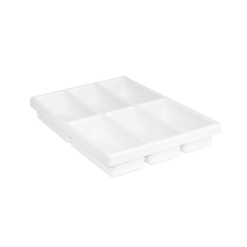 TrippNT 50974 High Impact Styrene 6 Compartment Drawer Organizer, 11-5/8" Width x 2-3/8" Height x 15-5/8" Depth , WHITE 6 Compartments