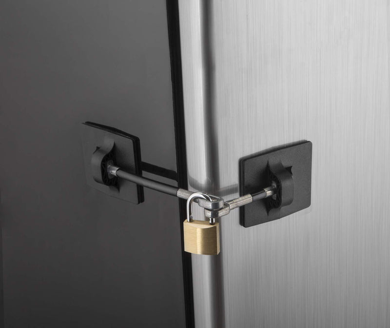 Computer Security Products Refrigerator Door Lock With Padlock, Black Black with Keyed Padlock