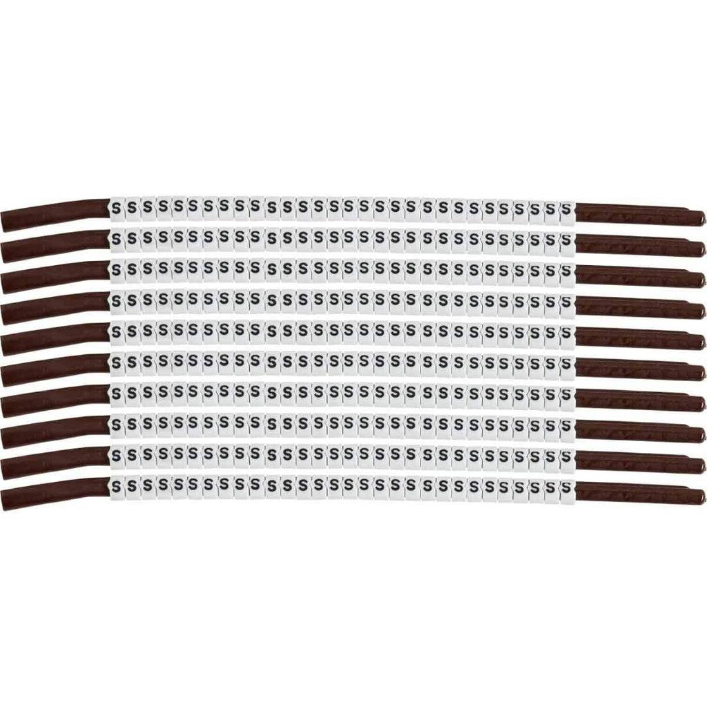 SCN15-S Black on White, Wire Marker Clip Sleeves (50 Clips)