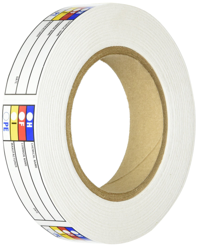 Brady 60326 Paper Label 1" x 3" HMIG Tape (1 Roll),Black, Red, Blue, Yellow on White