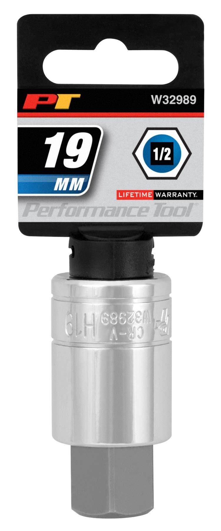 Performance Tool W32989 1/2 Dr. 19mm Hex Bit Socket, 1 Pack 1/2" Dr. 19mm Hex Bit Socket Metric