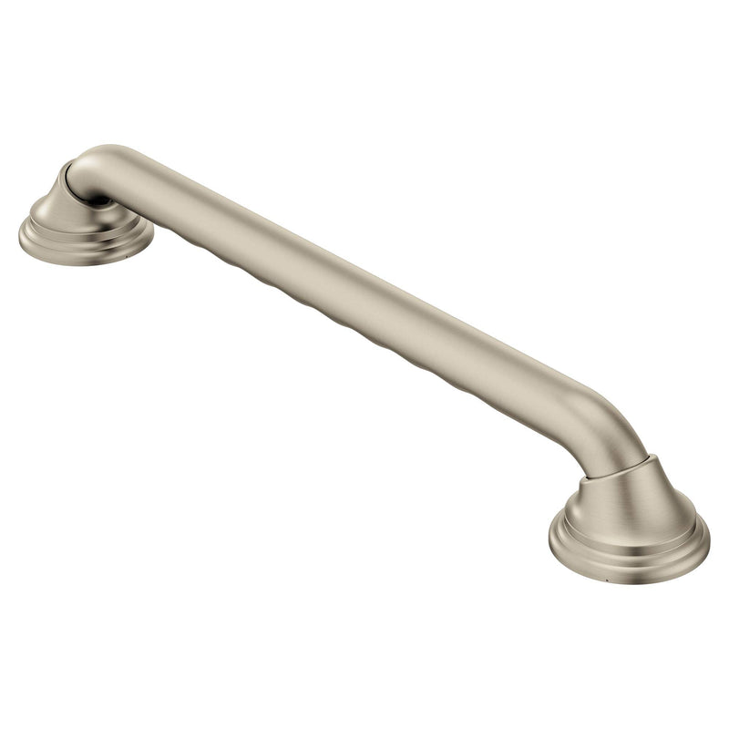 Moen R8712D3GBN Home Care 12-Inch Designer Bathroom Grab Bar with Curl Grip, Brushed Nickel 12 Inch
