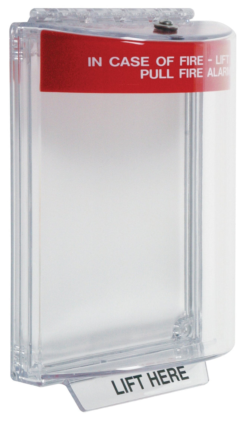 Safety Technology International, Inc. STI-13010FR Universal Stopper®, Flush Mount and Fire label, Indoor/Outdoor Protective Polycarbonate Cover for Pull Stations or Call Points Red