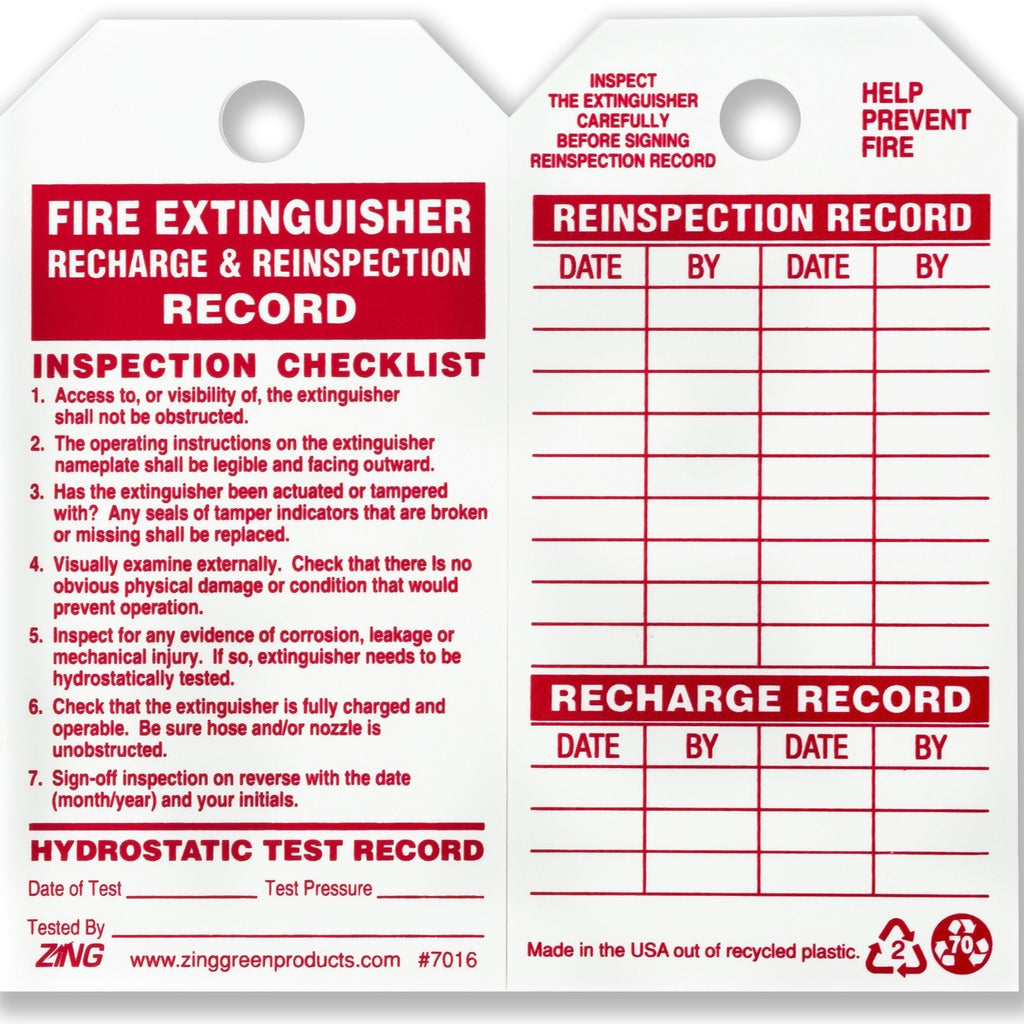 ZING 7016 Eco Safety Tag, Fire Extinguisher, 5.75Hx3W, 10 Pack 1