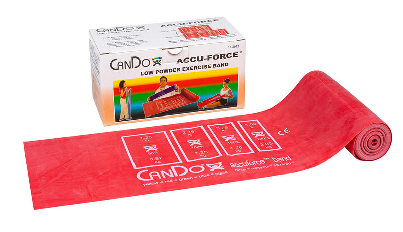CanDo AccuForce Latex Resistance Bands, Light Resistance, Red, 6 Yard Roll 6 Yards