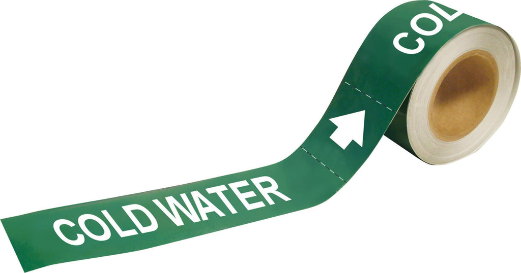 Brady 73872 Pipe Marker, Cold Water, 2" Height (Pack of 25)