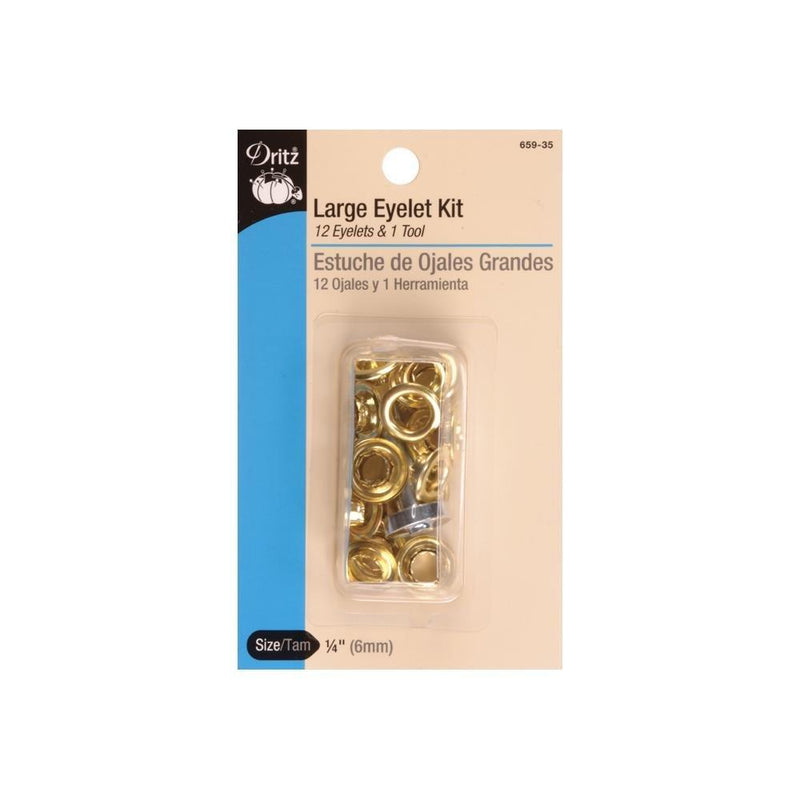 Dritz 659-35 Large Eyelet Kit with Tool, Gilt, 1/4-Inch 12-Count