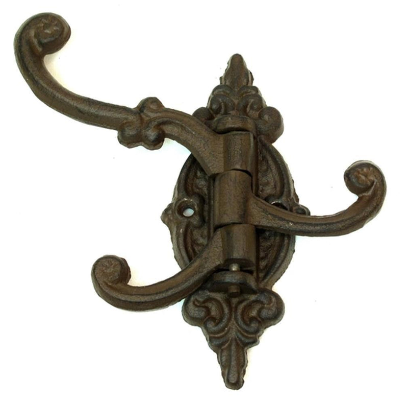 Cast Iron Vintage Antique Victorian Swing Arm Swivel Wall Hook Hall Tree 3 Hooks Set of 1
