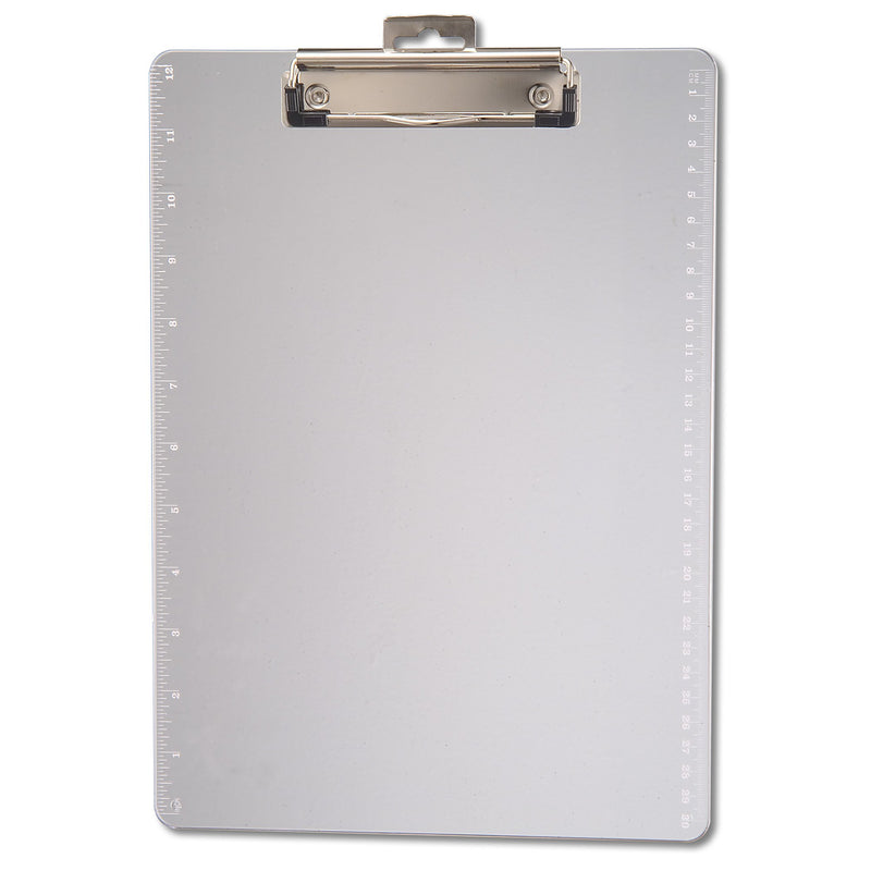 Officemate Transparent Plastic Clipboard with 12-Inch Ruler, Letter Size, Low Profile, Clear (83016)