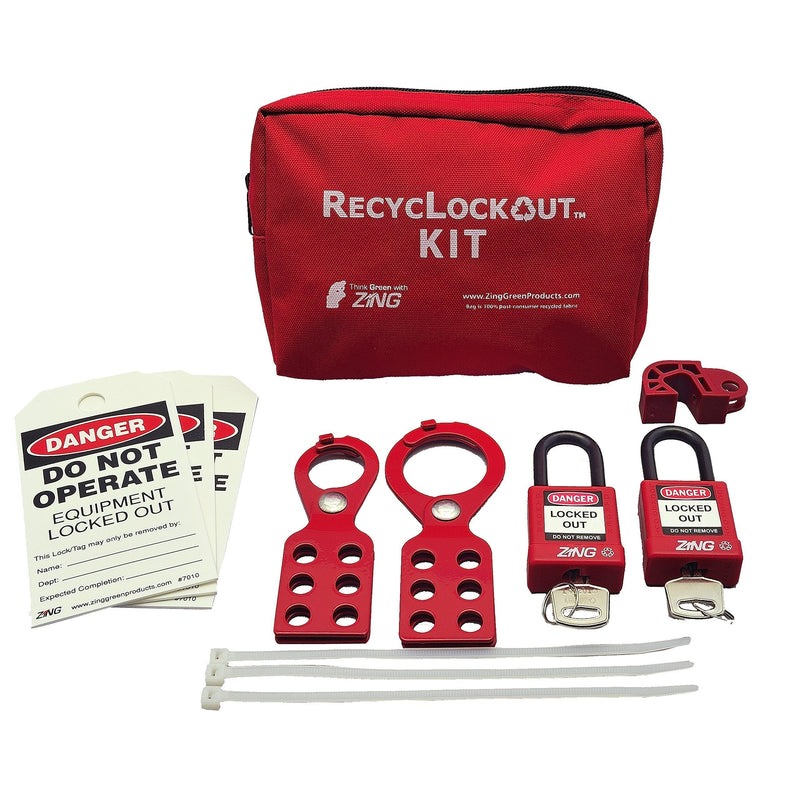 ZING 7119 RecycLockout Lockout Tagout Kit, 11 Component, General Application