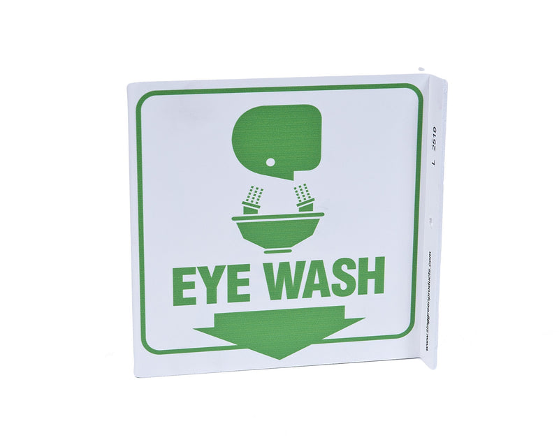 ZING 2519 Eco Safety L Sign, Eye Wash, 7Hx2.5Wx7D, Recycled Plastic 7" x 7"