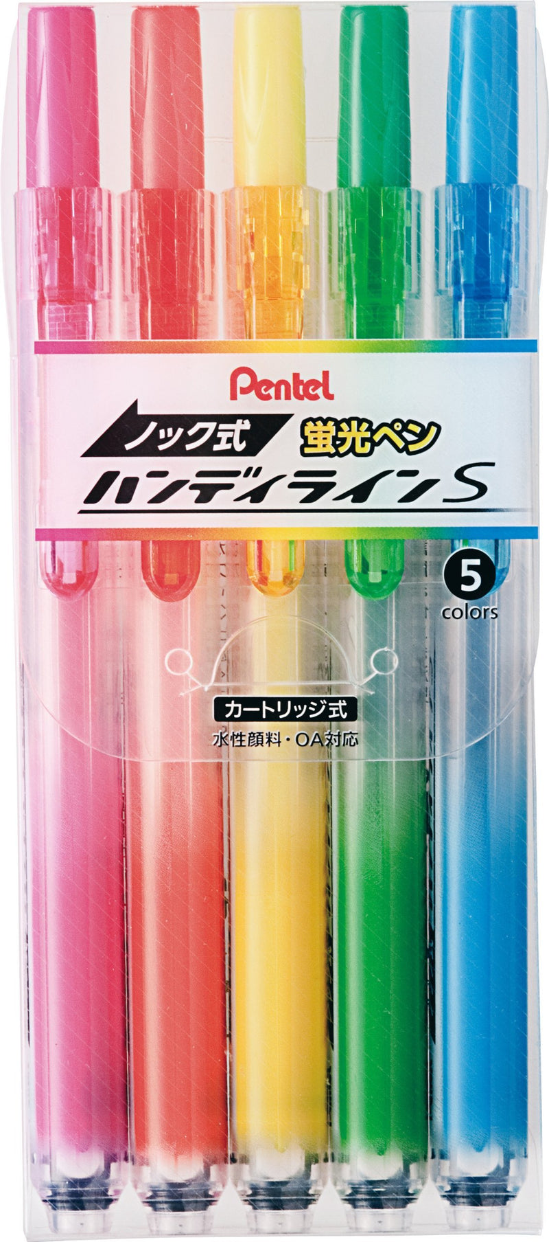 Pentel Knock Highlighter, Handy Line, 5 Color Set (SXNS15-5)