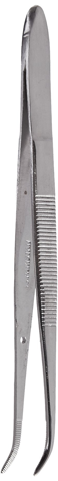 Grafco Eye Dressing Forceps, Full Curved, 4" Length, Serrated, Stainless Steel Medical Tool, 2764