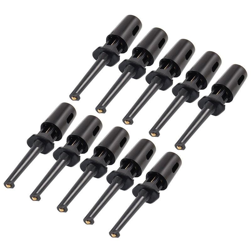 uxcell 10pcs Plastic Multimeter Test Hook Clip Grabber Black 1.6inch for PCB SMD IC