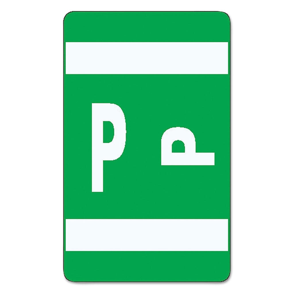 Smead 67186 Alpha-Z Color-Coded Second Letter Labels Letter P Dark Green 100/Pack