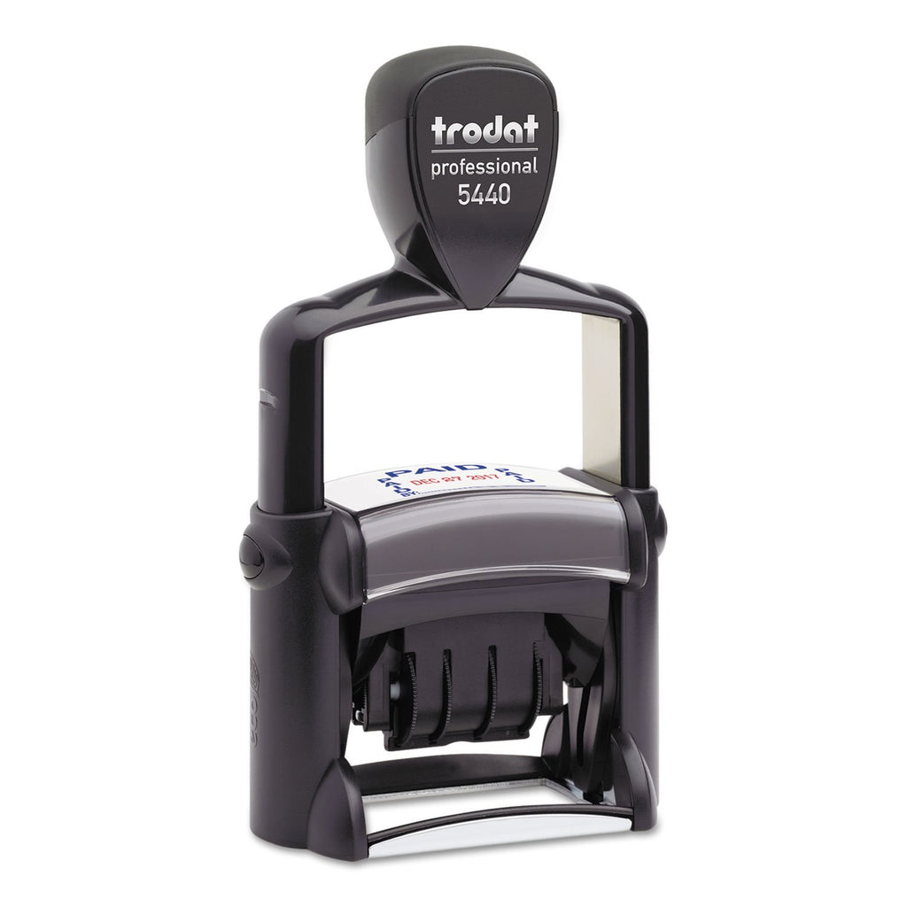 Trodat T5444 Trodat Professional 5-in-1 Date Stamp, Self-Inking, 1 1/8 x 2, Blue/Red