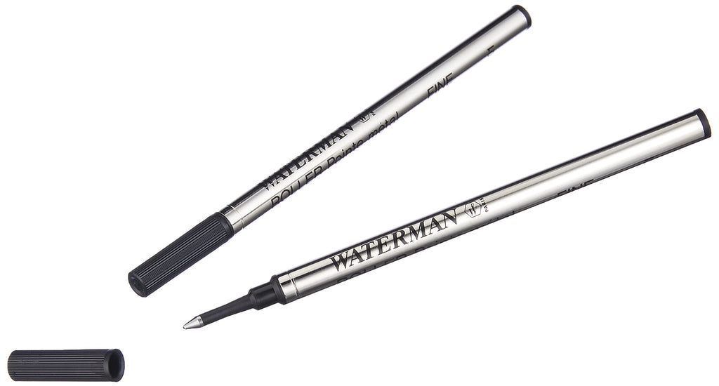 Waterman Rollerball Pen Refill, Fine Tip with Black Ink, 2 Count Blister of 2