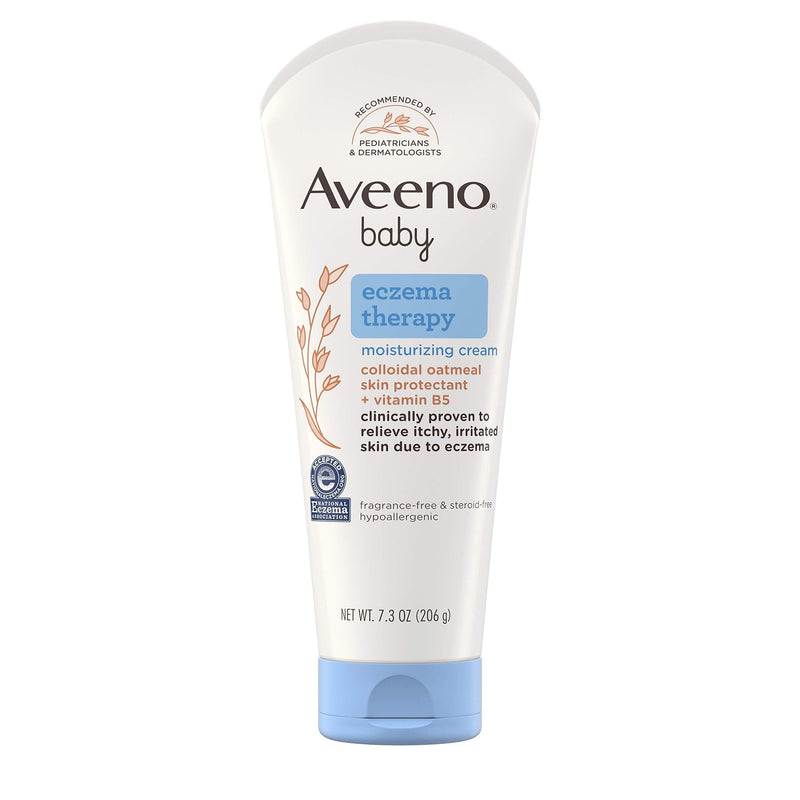 Aveeno Baby Eczema Therapy Moisturizing Cream, Natural Colloidal Oatmeal & Vitamin B5, Moisturizes & Relieves Dry, Itchy, Irritated Skin Due to Eczema, Paraben & Steroid-Free, 7.3 Ounce