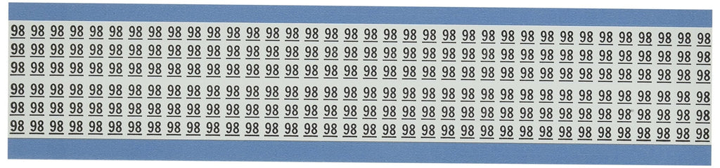 Brady WM-98-PK Repositionable Vinyl Cloth (B-500), Black on White, Solid Numbers Wire Marker Card (25 Cards)