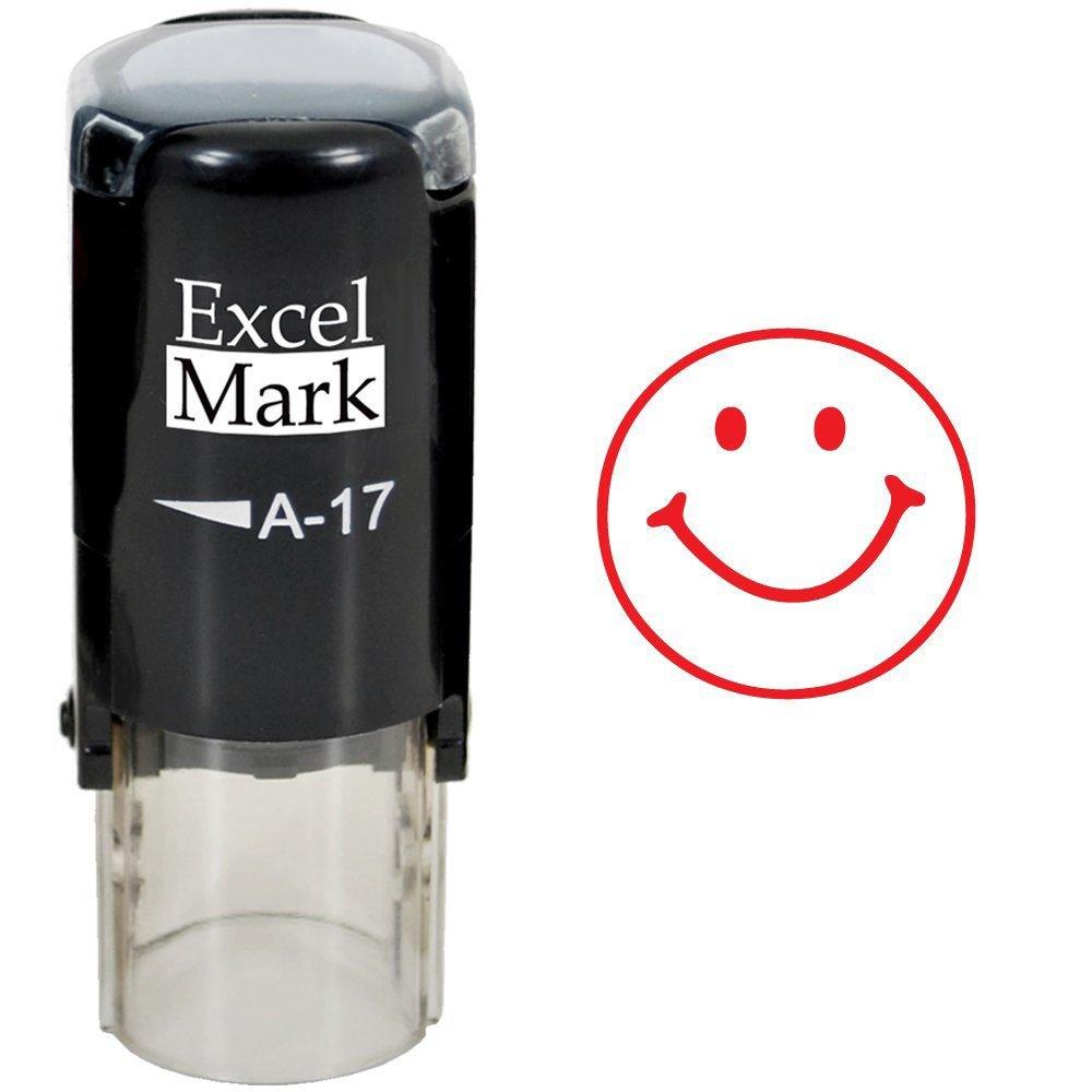 Round Teacher Stamp - Smiley FACE 1 - RED Ink