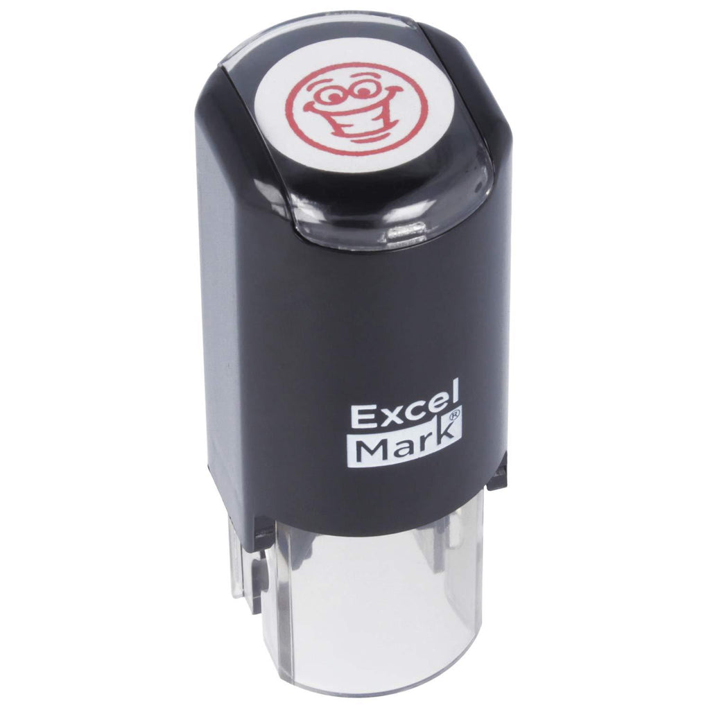 Smiley Face - ExcelMark Self-Inking Round Teacher Stamp - Red Ink