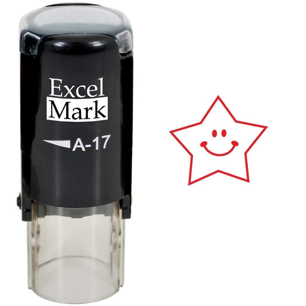 Round Teacher Stamp - Happy Star - RED Ink